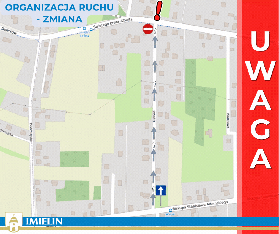 Mapa nowej organizacji ruchu na ul. Lipowej