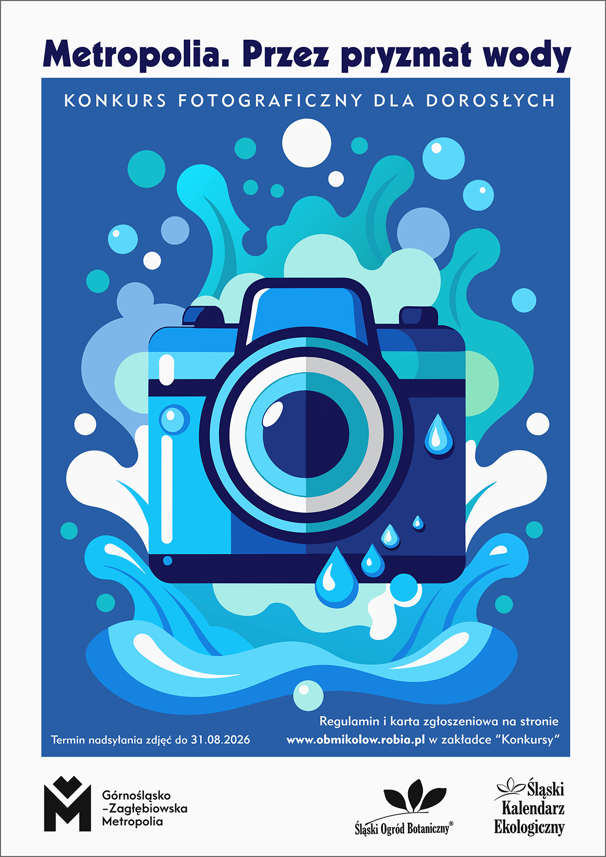 Plakat konkursu fotograficznego Metropolia. Przez pryzmat wody